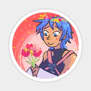 Aqua with Flowers Magnet